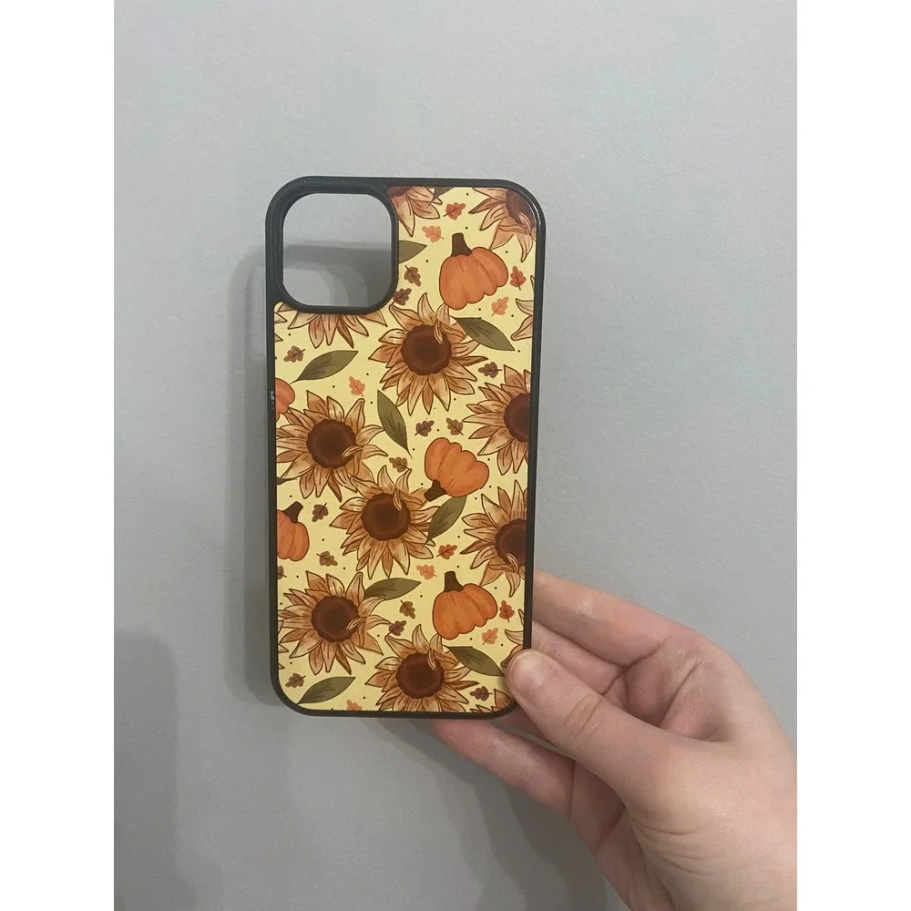 iPhone 14 Plus Case Unisex One Size Yellow Sunflower Pumpkin Fall Floral Pattern